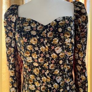 Topshop floral print prairie blouse
